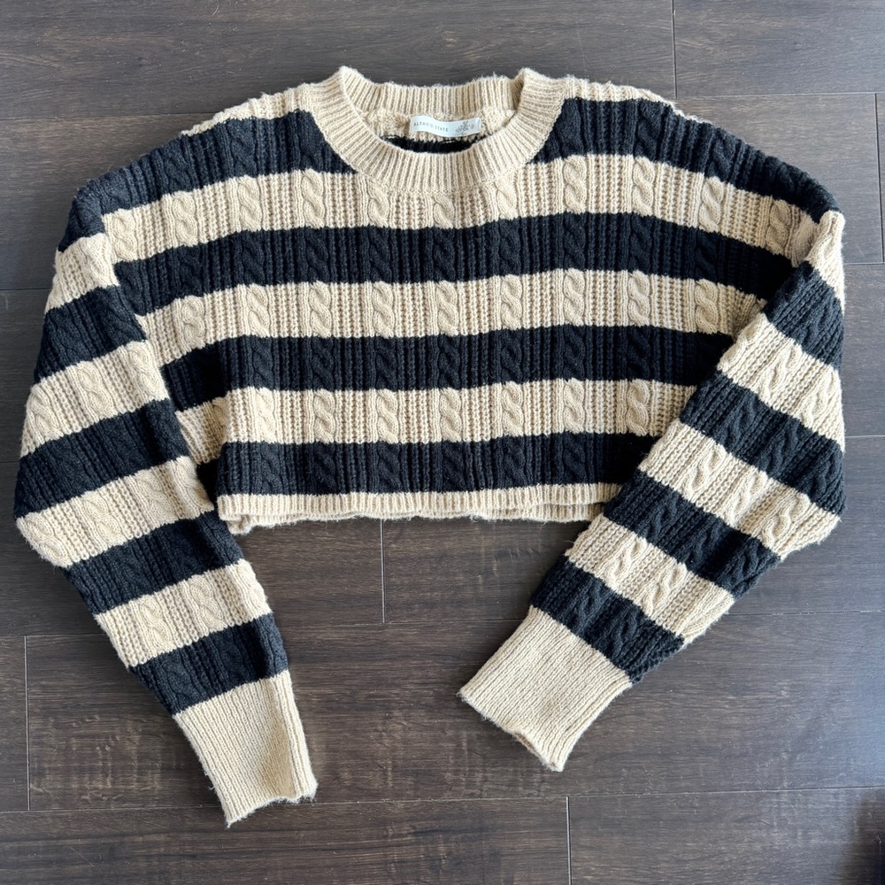 Altar'd State Black and Tan Striped Sweater
